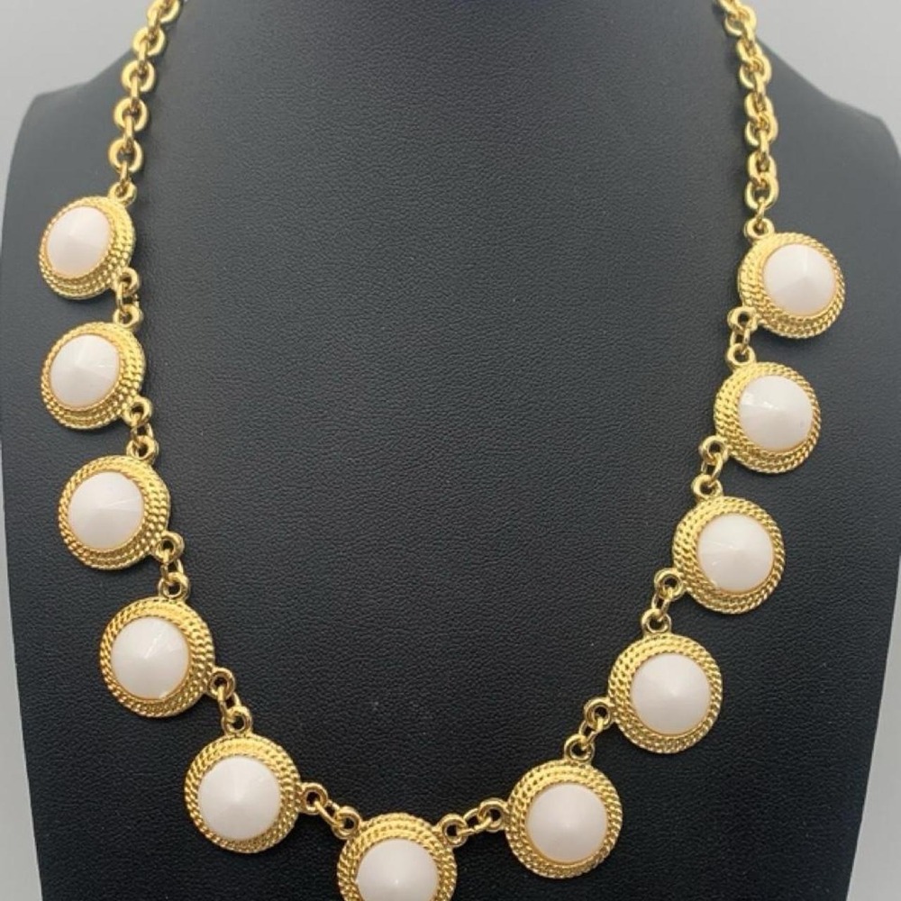 Gold tone and white‎ rivoli necklace